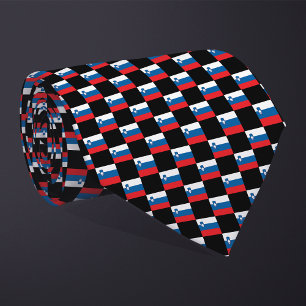 Chequered Slovenia Flag Pattern  Tie