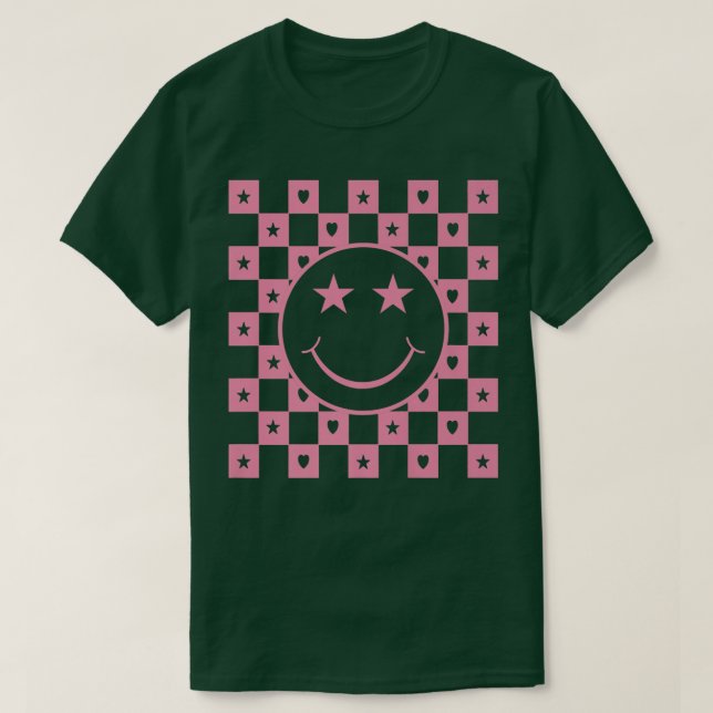Chequered Smiling Face Funny Premium  T-Shirt (Design Front)