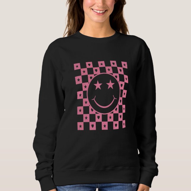 Chequered Smiling Face Sweatshirt (Front)