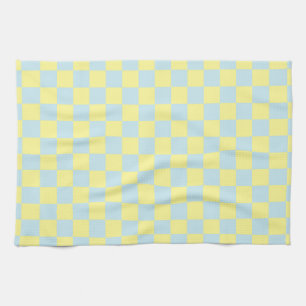 Chequered Soft Blue and Yellow Kitchen Towel