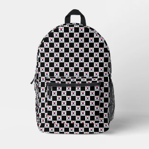 Chequered South Korea Flag Pattern Printed Backpack