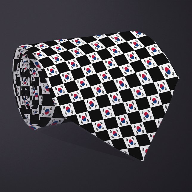 Chequered South Korea Flag Pattern  Tie (Creator Uploaded)