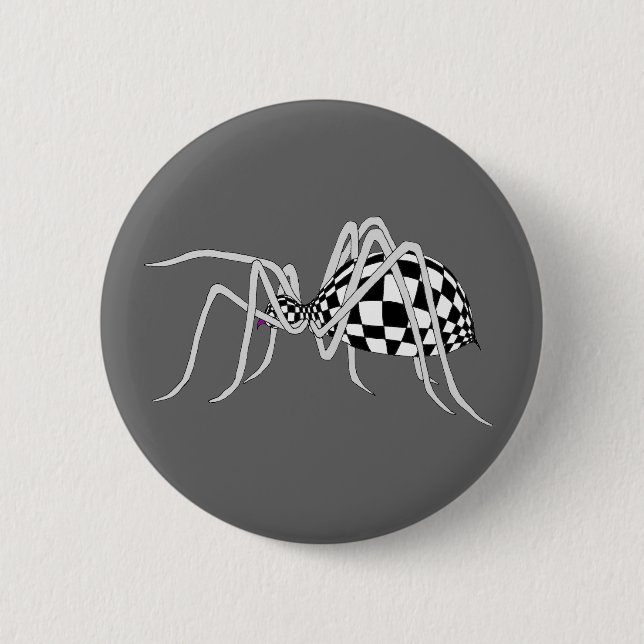 Chequered Spider 2 Inch Round Button (Front)