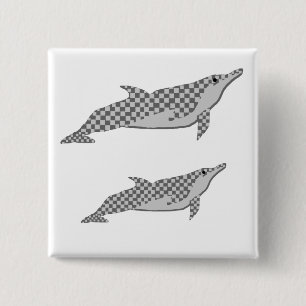 Chequered spinner dolphin tie 2 inch square button