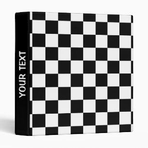 Chequered squares black and white geometric retro binder