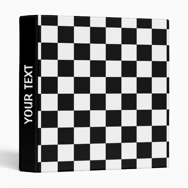 Chequered squares black and white geometric retro binder (Front/Spine)