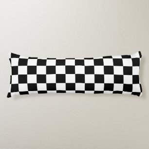 Chequered squares black and white geometric retro body pillow