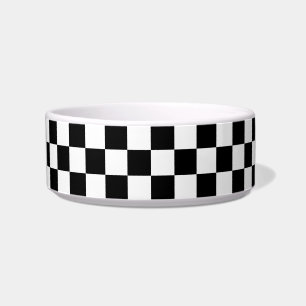 Chequered squares black and white geometric retro bowl