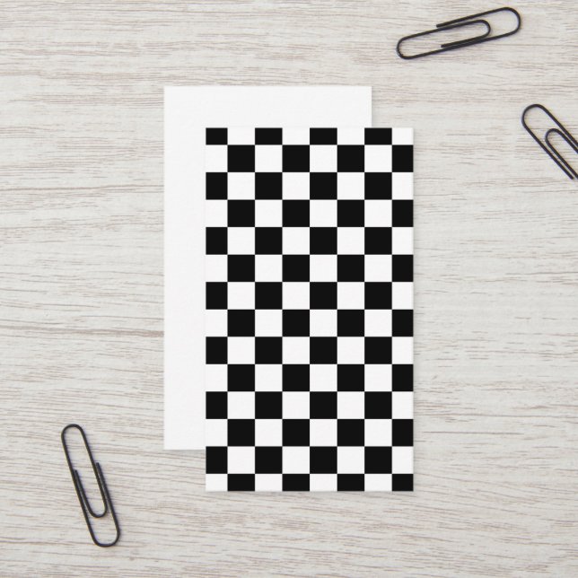 Chequered squares black and white geometric retro business card (Front/Back In Situ)