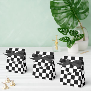 Chequered squares black and white geometric retro favor box