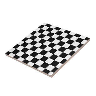 Chequered squares black and white geometric retro tile