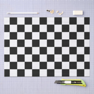 Chequered squares black and white geometric retro tissue paper