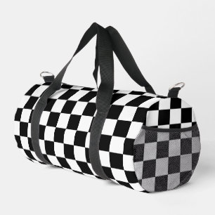 Chequered squares Black and White geometry pattern Duffle Bag
