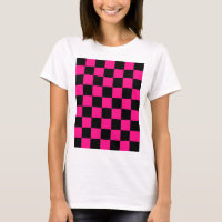 Chequered squares hot pink black geometric retro