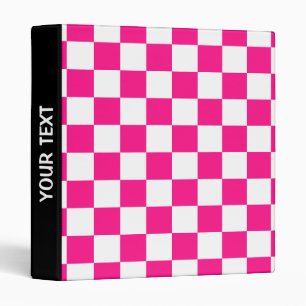 Chequered squares hot pink white geometric retro binder