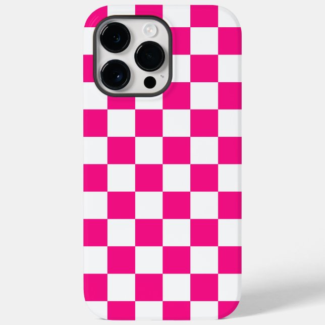 Chequered squares hot pink white geometric retro Case-Mate iPhone case (Back)