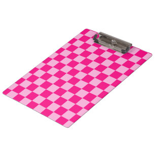 Chequered squares light hot pink geometric retro clipboard