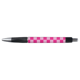 Chequered squares light hot pink geometric retro pen