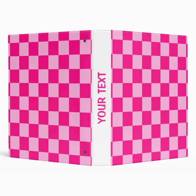 Chequered squares light hot pink retro Custom text Binder (Background)