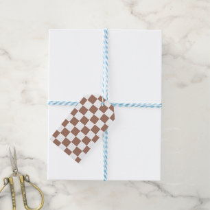 Chequered squares mocha brown white geometric retr gift tags