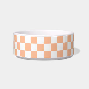Chequered squares peach orange white geometric bowl