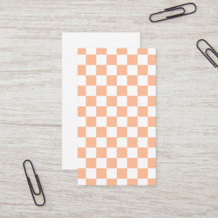 Chequered squares peach orange white geometric business card