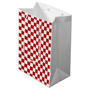 Chequered squares red white geometric retro medium gift bag