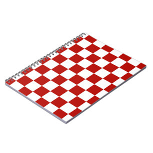 Chequered squares red white geometric retro notebook