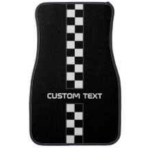 Chequered Stripe Car Floor Mats - with custom text