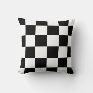 Chequered Style Black and White Throw Pillow