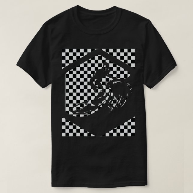 Chequered Surfer Black And White Chequered For Sur T-Shirt (Design Front)