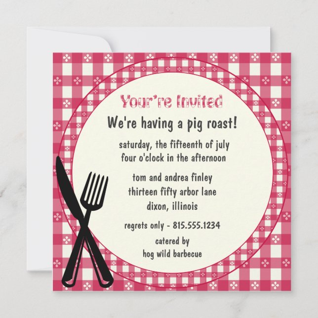 Chequered Tablecloth Party Invitation (Front)
