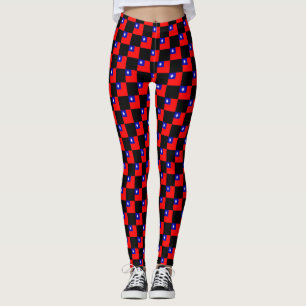 Chequered Taiwan Flag Pattern  Leggings