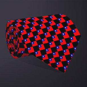 Chequered Taiwan Flag Pattern  Tie