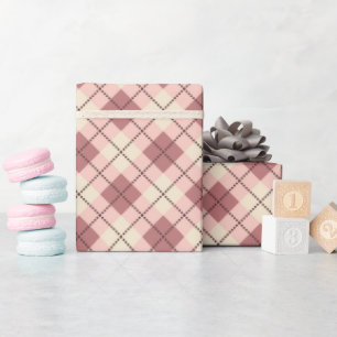 chequered tartan plaid classic beige brown texture wrapping paper
