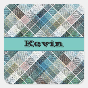 chequered, tartan, plaid, classic,personalized, square sticker