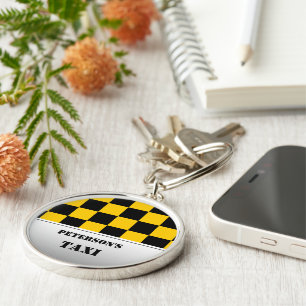 Chequered taxi monogram keychain