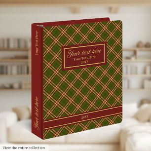 Chequered Thanksgiving 3 Ring Binder Monogram
