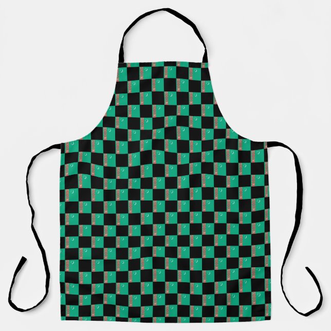 Chequered Turkmenistan Flag Pattern  Apron (Front)