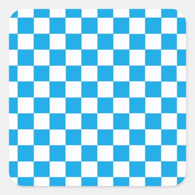 Chequered Turquoise and White Square Sticker (Front)