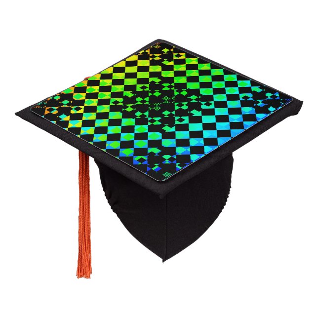 Chequered Twist by Kenneth Yoncich Graduation Cap Topper (Angled)