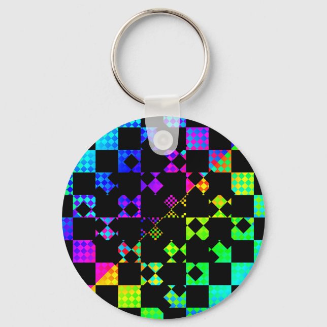 Chequered Twist by Kenneth Yoncich Keychain (Front)