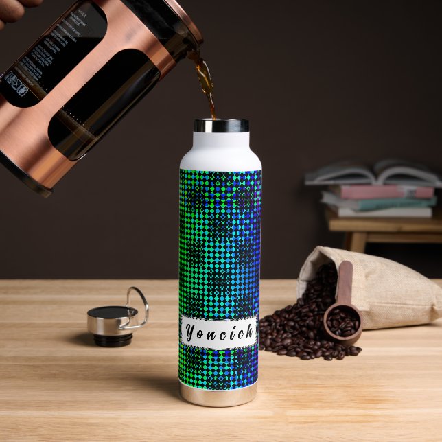 Chequered Twist by Kenneth Yoncich Water Bottle (Coffee)