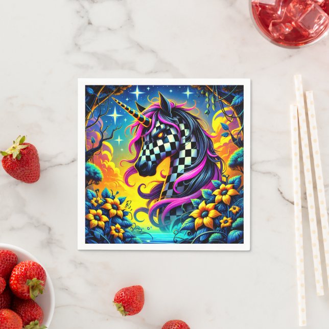 Chequered Unicorn Napkin (Insitu)