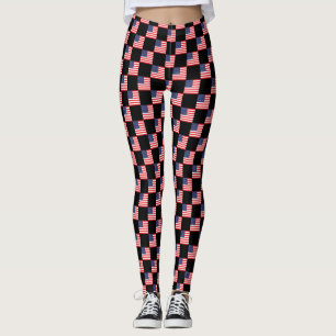 Chequered United States Flag Pattern  Leggings