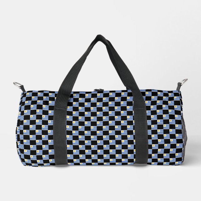Chequered Uruguay Flag Pattern  Duffle Bag (Front)