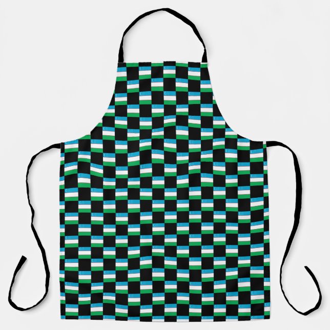 Chequered Uzbekistan Flag Pattern  Apron (Front)