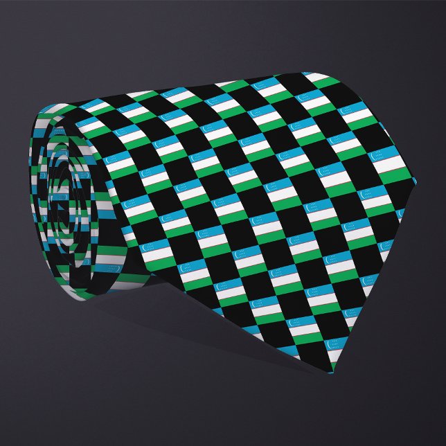 Chequered Uzbekistan Flag Pattern  Tie (Creator Uploaded)