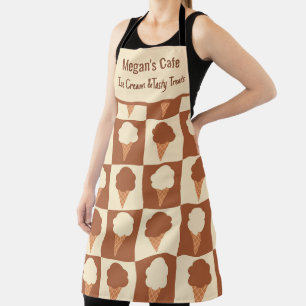 Chequered Vanilla Chocolate Ice Cream Custom Name  Apron