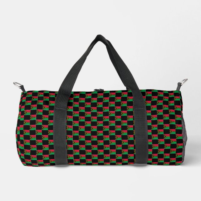 Chequered Vanuatu Flag Pattern  Duffle Bag (Front)